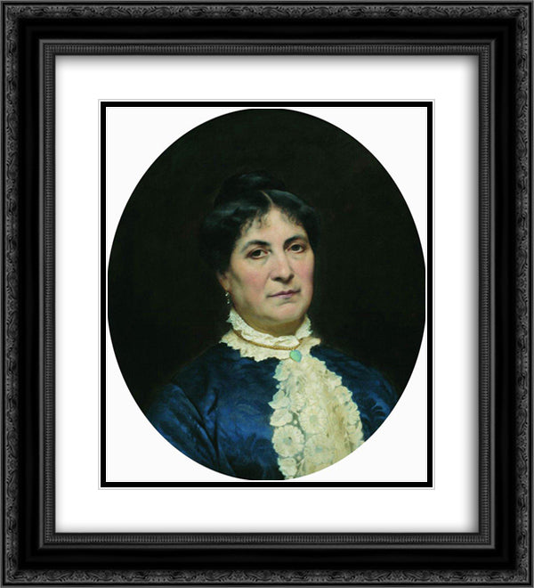 Portrait of the Artist's Wife 20x22 Black Ornate Wood Framed Art Print Poster with Double Matting by Bronnikov, Fyodor