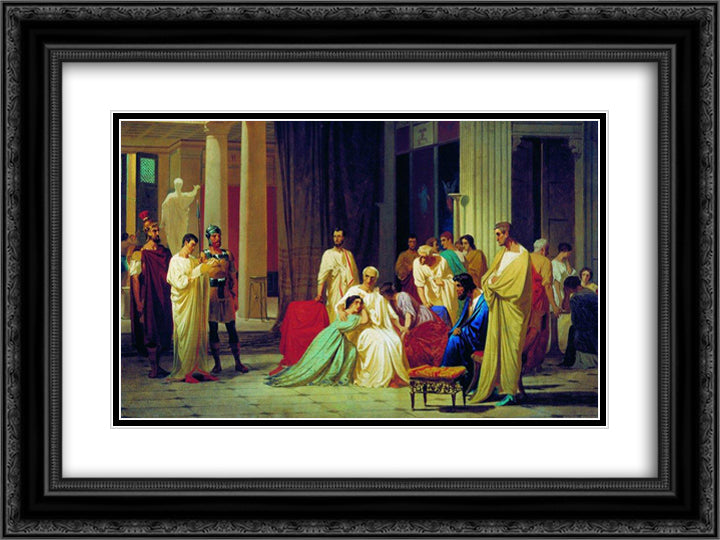 Reading the the death sentence Trazey Pet 24x18 Black Ornate Wood Framed Art Print Poster with Double Matting by Bronnikov, Fyodor