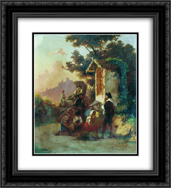 Roadsides shrine 20x22 Black Ornate Wood Framed Art Print Poster with Double Matting by Bronnikov, Fyodor