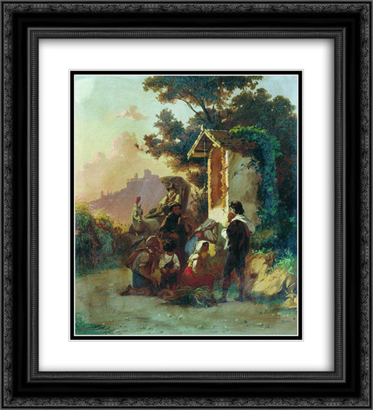 Roadsides shrine 20x22 Black Ornate Wood Framed Art Print Poster with Double Matting by Bronnikov, Fyodor