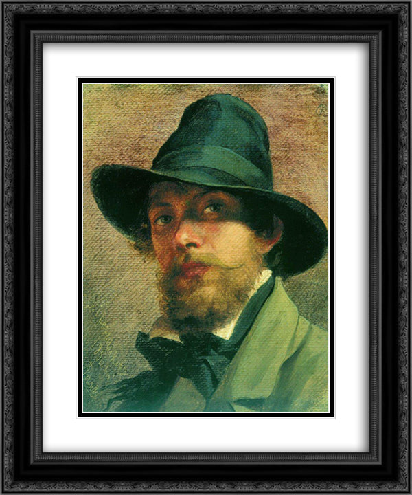 Self-portrait 20x24 Black Ornate Wood Framed Art Print Poster with Double Matting by Bronnikov, Fyodor
