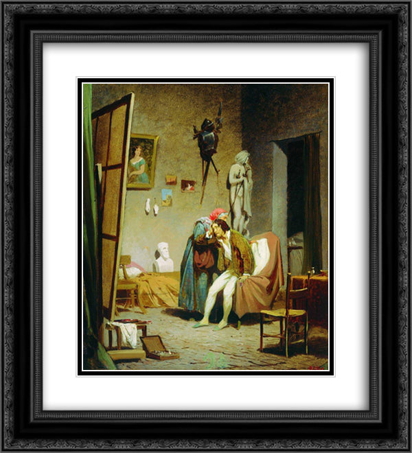 Sick artist 20x22 Black Ornate Wood Framed Art Print Poster with Double Matting by Bronnikov, Fyodor