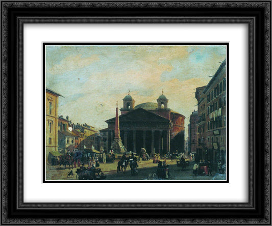 Square in Rome 24x20 Black Ornate Wood Framed Art Print Poster with Double Matting by Bronnikov, Fyodor