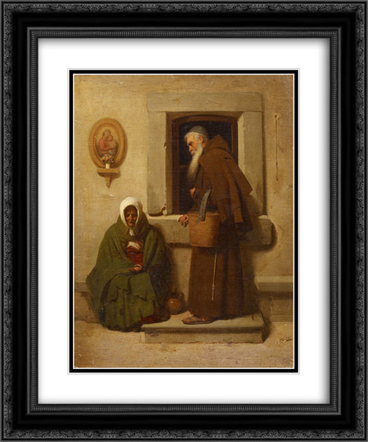 The monk and the beggar 20x24 Black Ornate Wood Framed Art Print Poster with Double Matting by Bronnikov, Fyodor