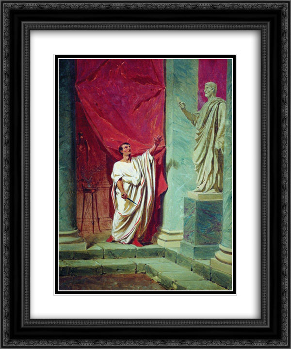 The Oath of Brutus before the statue 20x24 Black Ornate Wood Framed Art Print Poster with Double Matting by Bronnikov, Fyodor