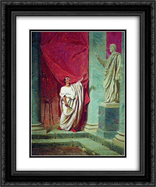 The Oath of Brutus before the statue 20x24 Black Ornate Wood Framed Art Print Poster with Double Matting by Bronnikov, Fyodor
