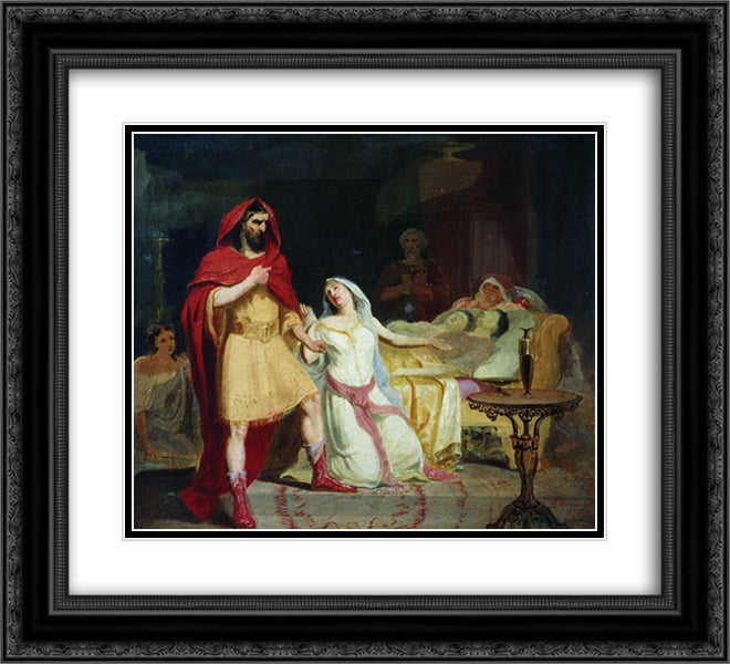 The Return of Ulysses to his home 22x20 Black Ornate Wood Framed Art Print Poster with Double Matting by Bronnikov, Fyodor