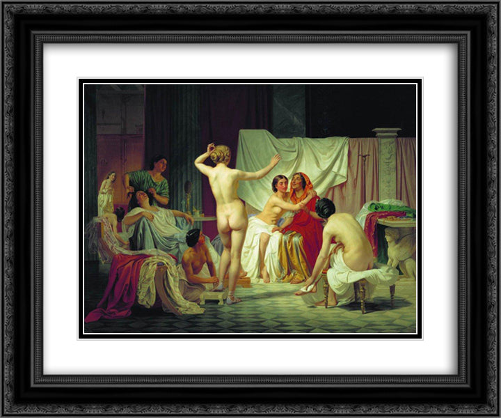 The Roman Baths 24x20 Black Ornate Wood Framed Art Print Poster with Double Matting by Bronnikov, Fyodor