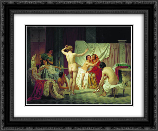 The Roman Baths 24x20 Black Ornate Wood Framed Art Print Poster with Double Matting by Bronnikov, Fyodor