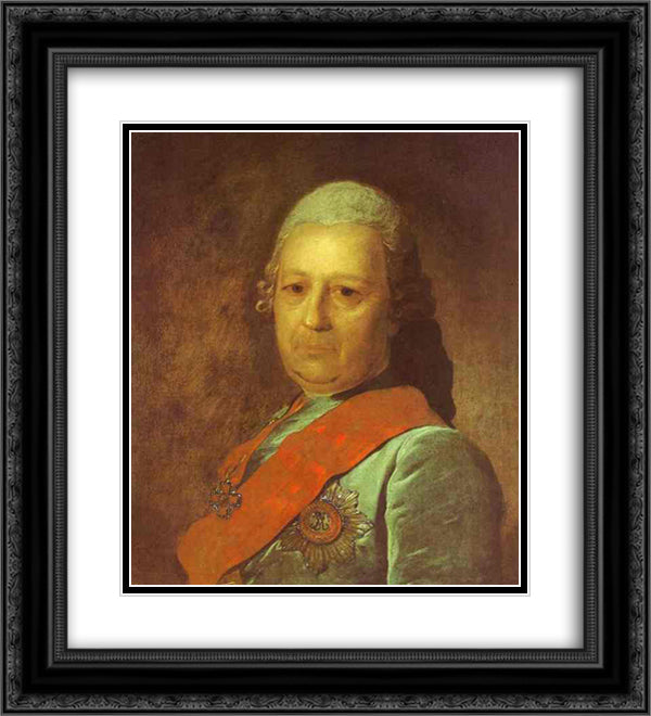 Portrait of A.M.Obreskov 20x22 Black Ornate Wood Framed Art Print Poster with Double Matting by Rokotov, Fyodor