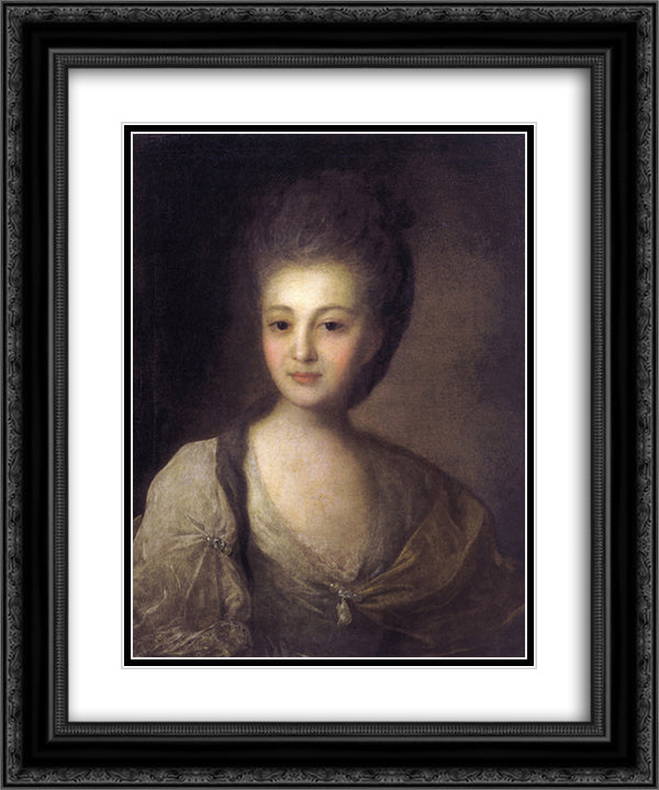 Portrait of Alexandra Struiskaya 20x24 Black Ornate Wood Framed Art Print Poster with Double Matting by Rokotov, Fyodor