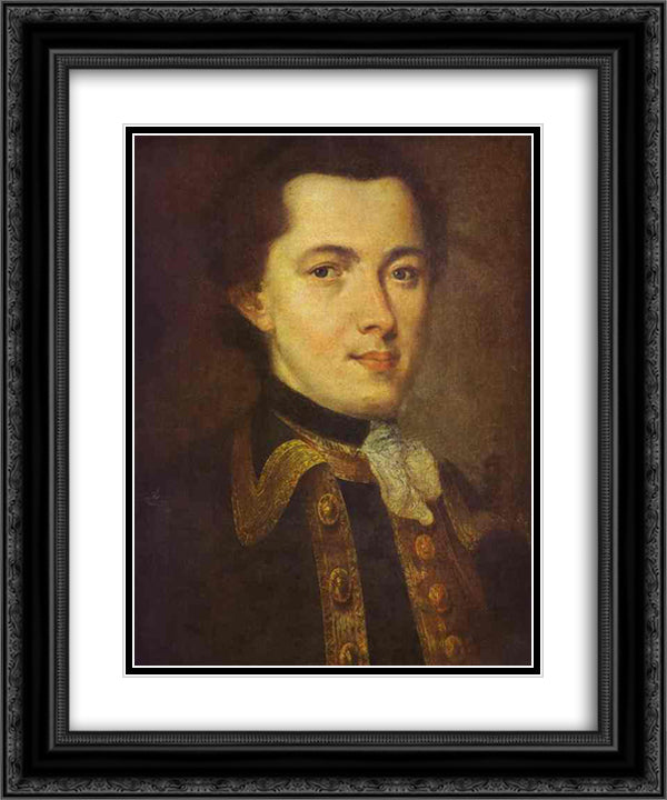 Portrait of an Unknown Man 20x24 Black Ornate Wood Framed Art Print Poster with Double Matting by Rokotov, Fyodor