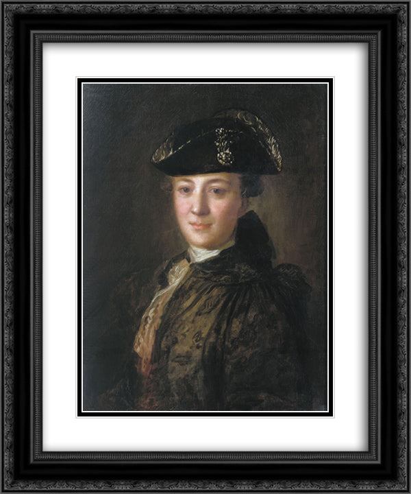 Portrait of an Unknown Man in a Cocked Hat 20x24 Black Ornate Wood Framed Art Print Poster with Double Matting by Rokotov, Fyodor