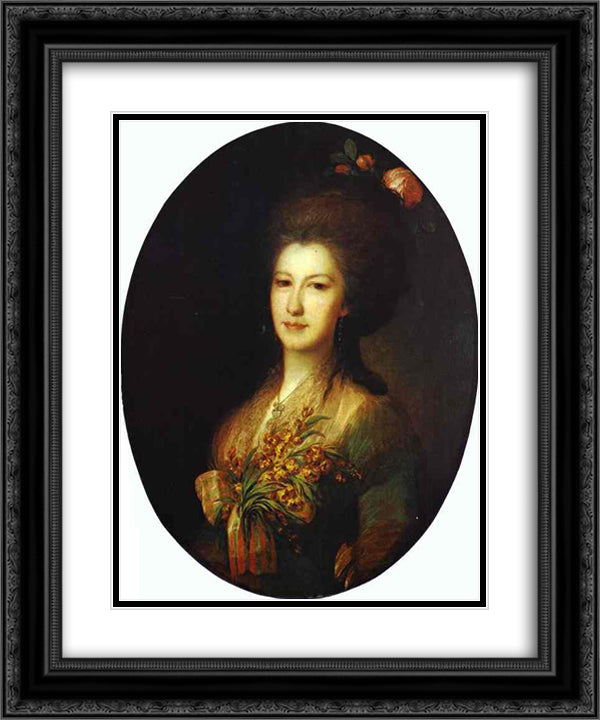 Portrait of Countess Elizaveta Santi 20x24 Black Ornate Wood Framed Art Print Poster with Double Matting by Rokotov, Fyodor