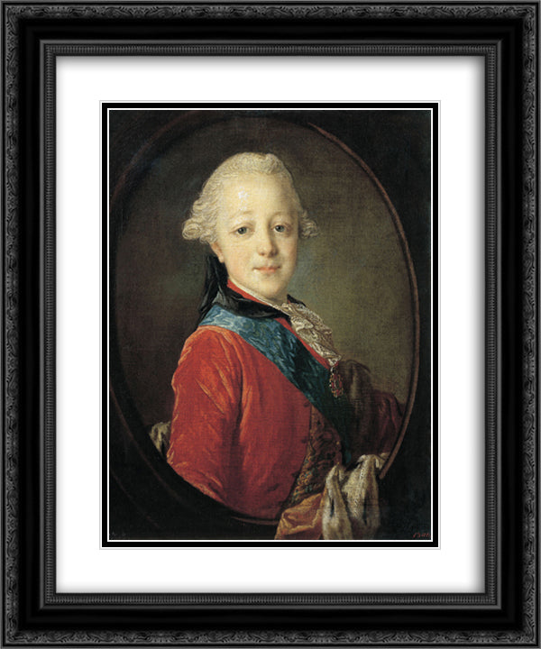 Portrait of Emperor Paul I as a Child 20x24 Black Ornate Wood Framed Art Print Poster with Double Matting by Rokotov, Fyodor