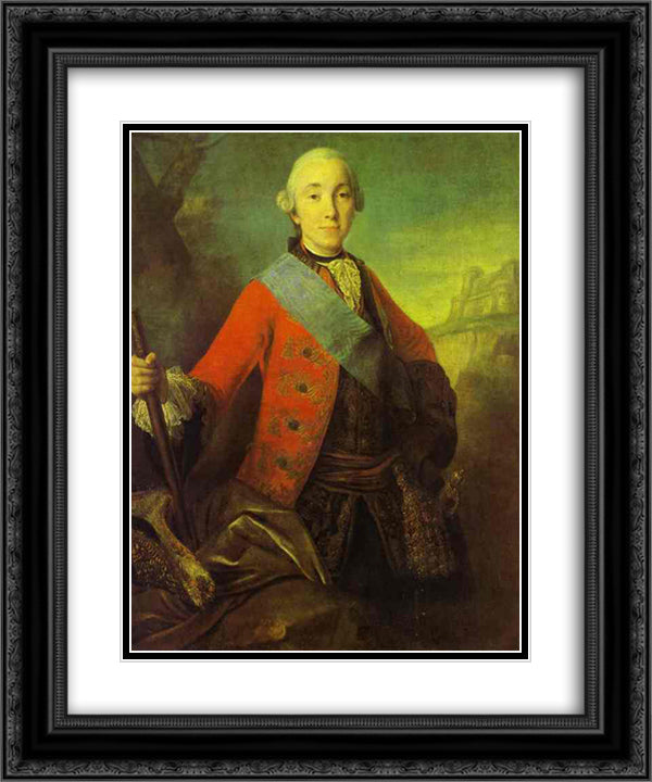 Portrait of Great Duke Peter Fedorovich, Later Emperor Peter III 20x24 Black Ornate Wood Framed Art Print Poster with Double Matting by Rokotov, Fyodor