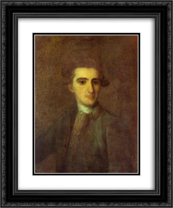 Portrait of N.E.Struisky 20x24 Black Ornate Wood Framed Art Print Poster with Double Matting by Rokotov, Fyodor