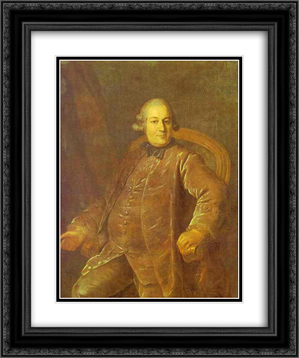Portrait of P.I.Vyrubov 20x24 Black Ornate Wood Framed Art Print Poster with Double Matting by Rokotov, Fyodor