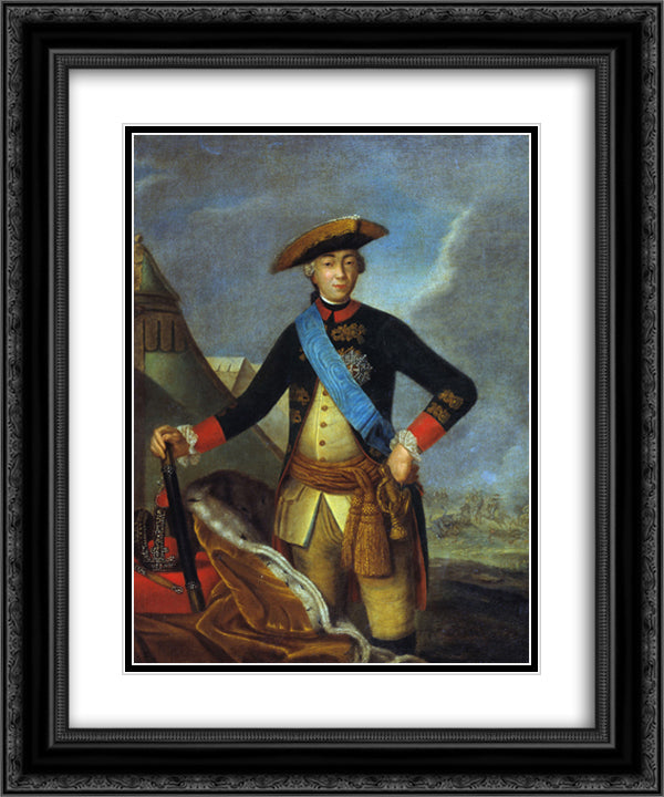 Portrait of Peter III of Russia 20x24 Black Ornate Wood Framed Art Print Poster with Double Matting by Rokotov, Fyodor