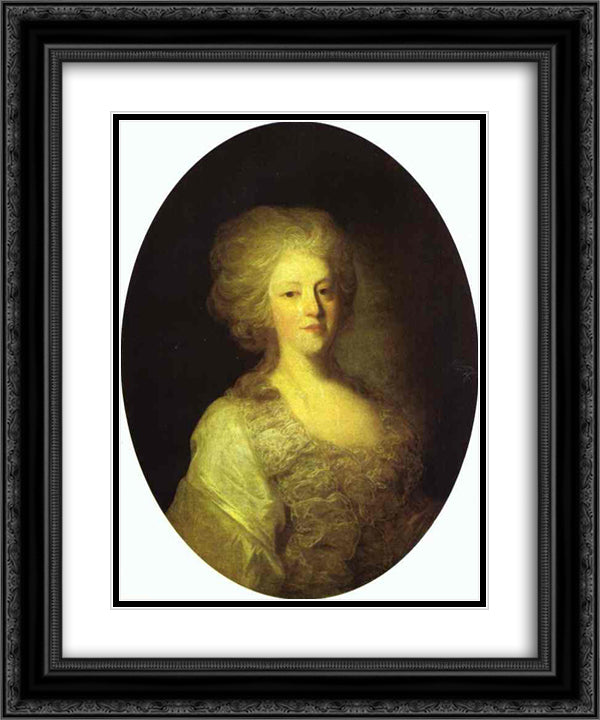 Portrait of Praskovya Nikolayevna Lanskaya 20x24 Black Ornate Wood Framed Art Print Poster with Double Matting by Rokotov, Fyodor