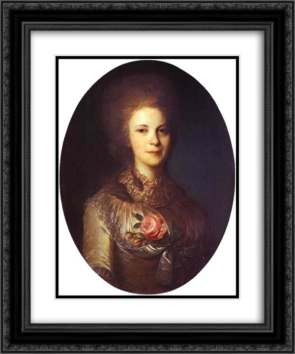 Portrait of V.N.Surovtseva 20x24 Black Ornate Wood Framed Art Print Poster with Double Matting by Rokotov, Fyodor