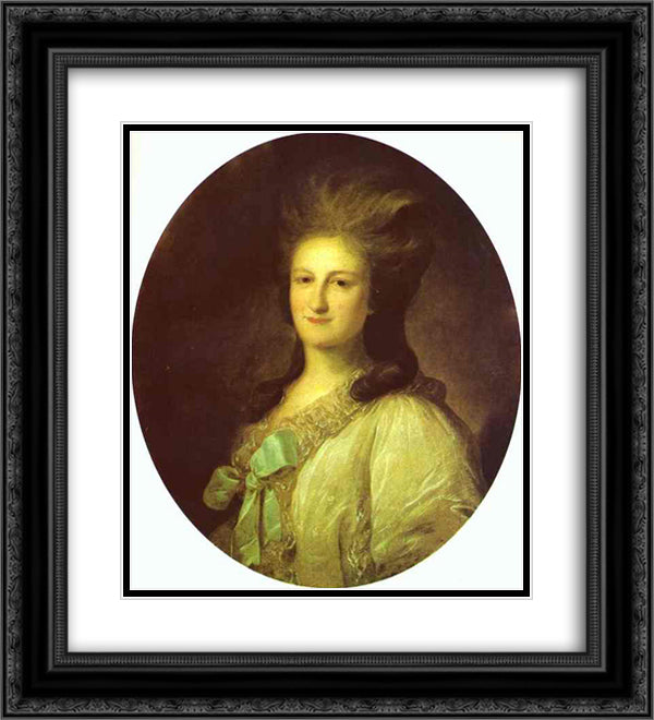 Portrait of Varvara Ermolayevna-Novosiltseva 20x22 Black Ornate Wood Framed Art Print Poster with Double Matting by Rokotov, Fyodor