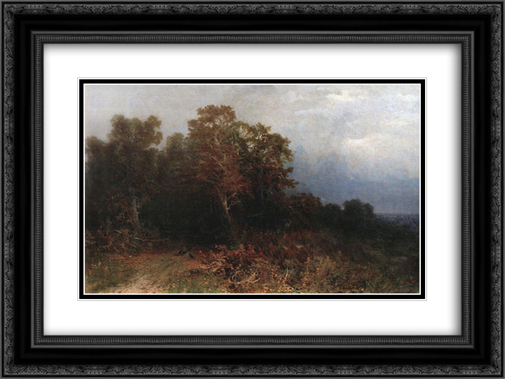 Autumn 24x18 Black Ornate Wood Framed Art Print Poster with Double Matting by Vasilyev, Fyodor