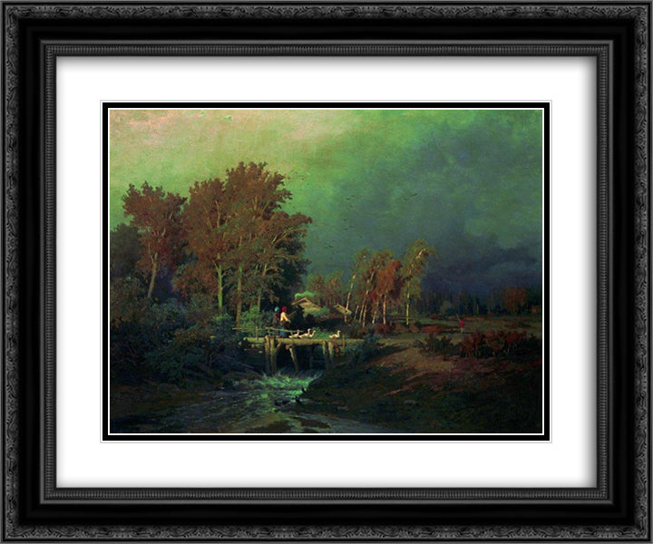 Before the Rain 24x20 Black Ornate Wood Framed Art Print Poster with Double Matting by Vasilyev, Fyodor