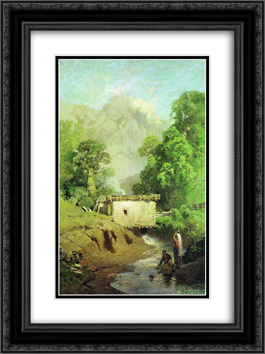 Crimean Landscape 18x24 Black Ornate Wood Framed Art Print Poster with Double Matting by Vasilyev, Fyodor