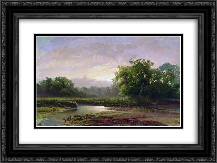 Dawn 24x18 Black Ornate Wood Framed Art Print Poster with Double Matting by Vasilyev, Fyodor