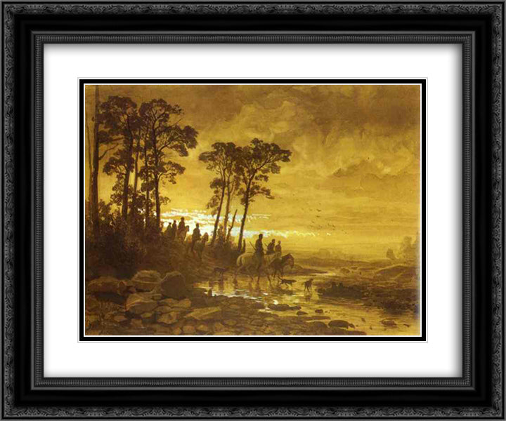 Early Morning 24x20 Black Ornate Wood Framed Art Print Poster with Double Matting by Vasilyev, Fyodor
