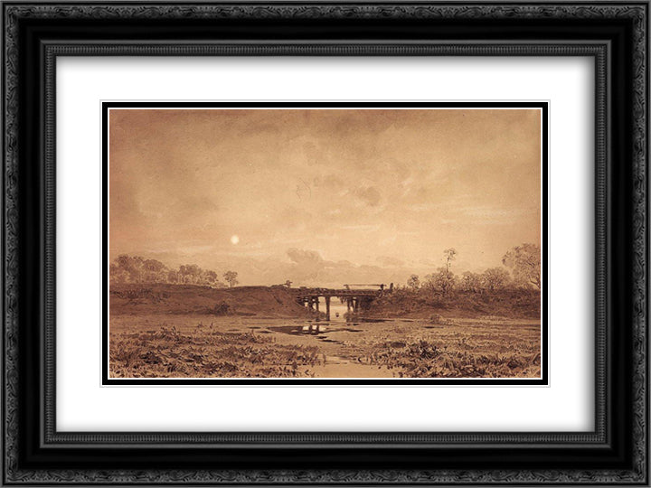 Evening 24x18 Black Ornate Wood Framed Art Print Poster with Double Matting by Vasilyev, Fyodor