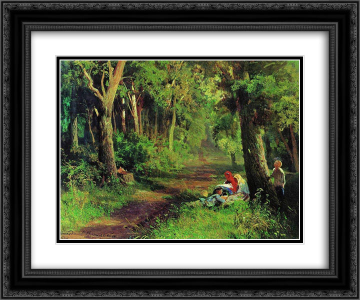 Forest Road 24x20 Black Ornate Wood Framed Art Print Poster with Double Matting by Vasilyev, Fyodor