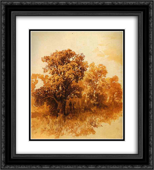 In an Oak Grove 20x22 Black Ornate Wood Framed Art Print Poster with Double Matting by Vasilyev, Fyodor
