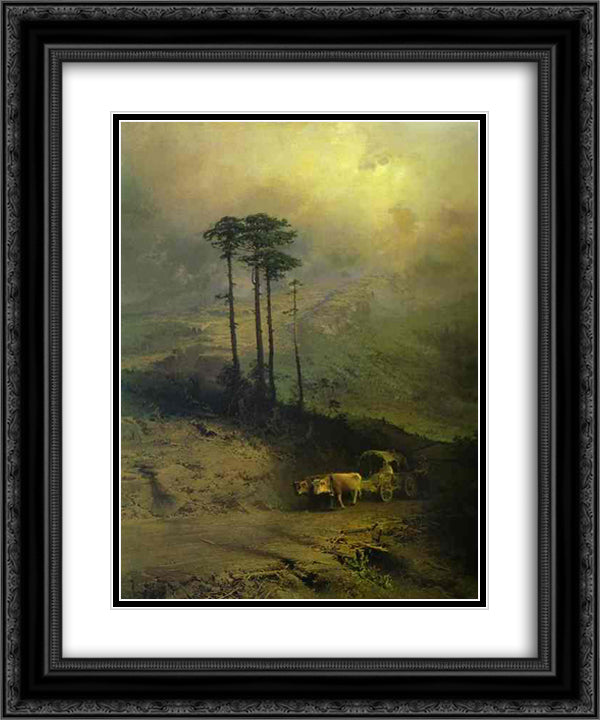 In the Mountains of the Crimea 20x24 Black Ornate Wood Framed Art Print Poster with Double Matting by Vasilyev, Fyodor