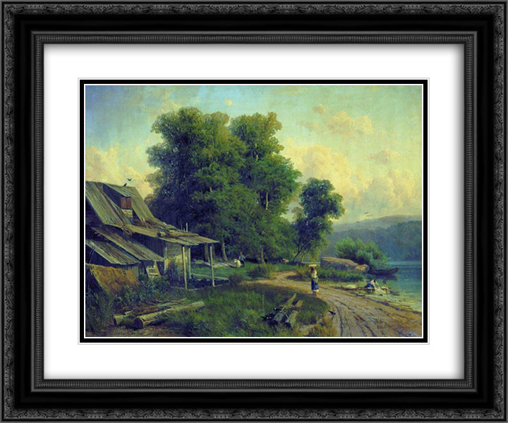 Landscape. Pargolovo 24x20 Black Ornate Wood Framed Art Print Poster with Double Matting by Vasilyev, Fyodor