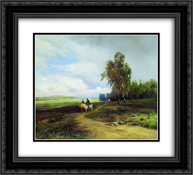 Landscape with Clouds 22x20 Black Ornate Wood Framed Art Print Poster with Double Matting by Vasilyev, Fyodor