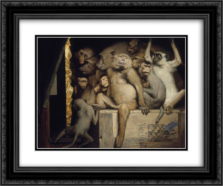 Monkeys as Judges of Art 24x20 Black Ornate Wood Framed Art Print Poster with Double Matting by Max, Gabriel von