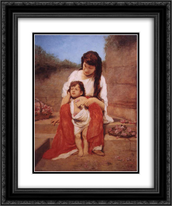 Mutter mit Kind 20x24 Black Ornate Wood Framed Art Print Poster with Double Matting by Max, Gabriel von