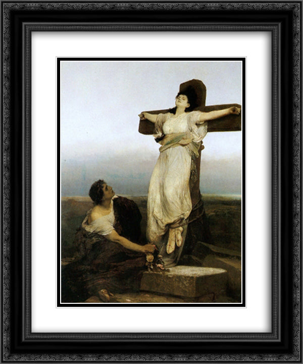 Saint Julia (Crucified Martyress) 20x24 Black Ornate Wood Framed Art Print Poster with Double Matting by Max, Gabriel von
