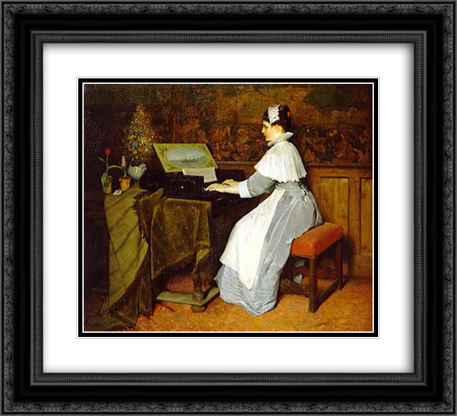 Still Life (Girl at a Spinet) 22x20 Black Ornate Wood Framed Art Print Poster with Double Matting by Max, Gabriel von