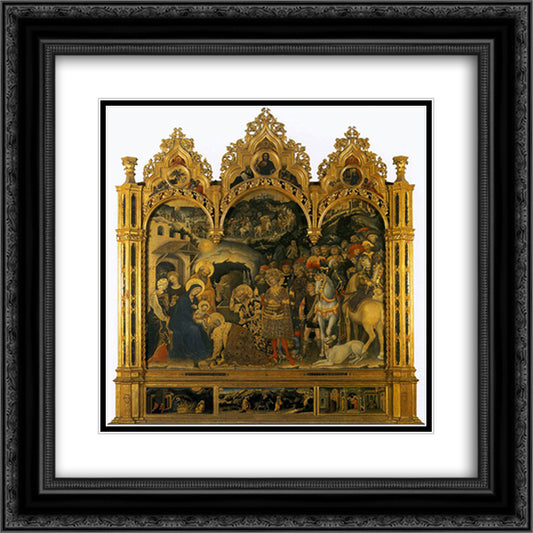 Adoration of the Magi, from the Strozzi Chapel in Santa Trinita, Florence 20x20 Black Ornate Wood Framed Art Print Poster with Double Matting by Gentile da Fabriano