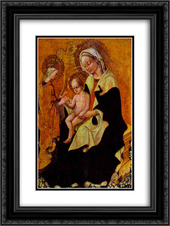 Betrothal of Catherine of Alexandria 18x24 Black Ornate Wood Framed Art Print Poster with Double Matting by Gentile da Fabriano