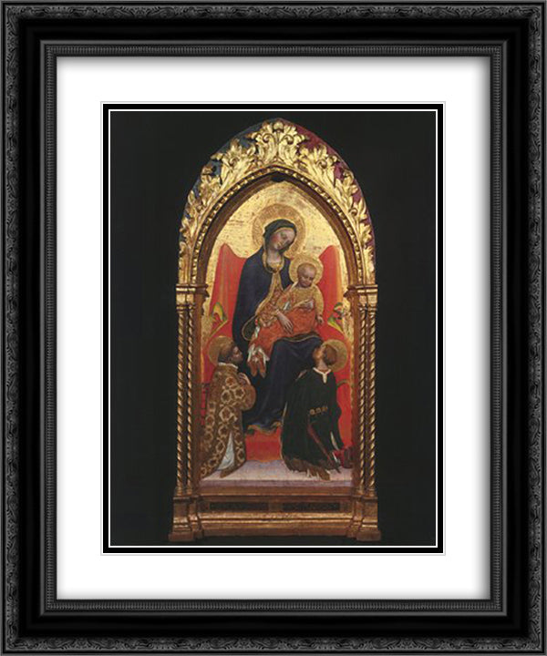 Gentile da Fabriano Madonna and Child, with Sts. Lawrence 20x24 Black Ornate Wood Framed Art Print Poster with Double Matting by Gentile da Fabriano