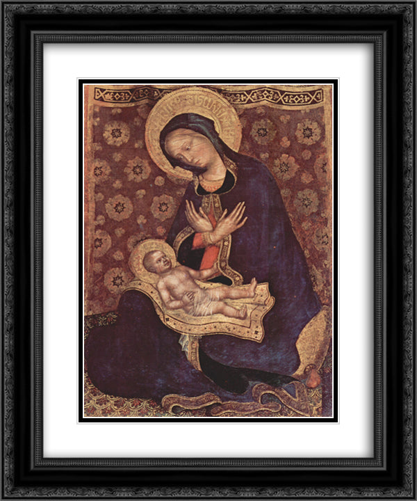 Madonna 20x24 Black Ornate Wood Framed Art Print Poster with Double Matting by Gentile da Fabriano