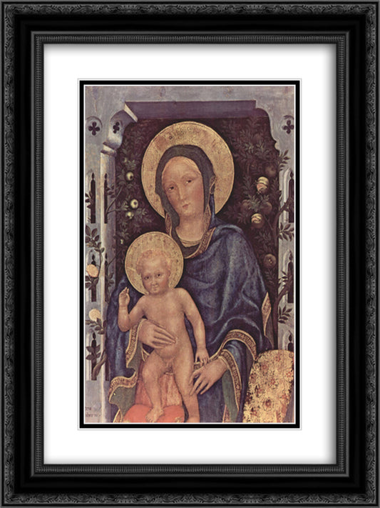 Madonna and Child 18x24 Black Ornate Wood Framed Art Print Poster with Double Matting by Gentile da Fabriano