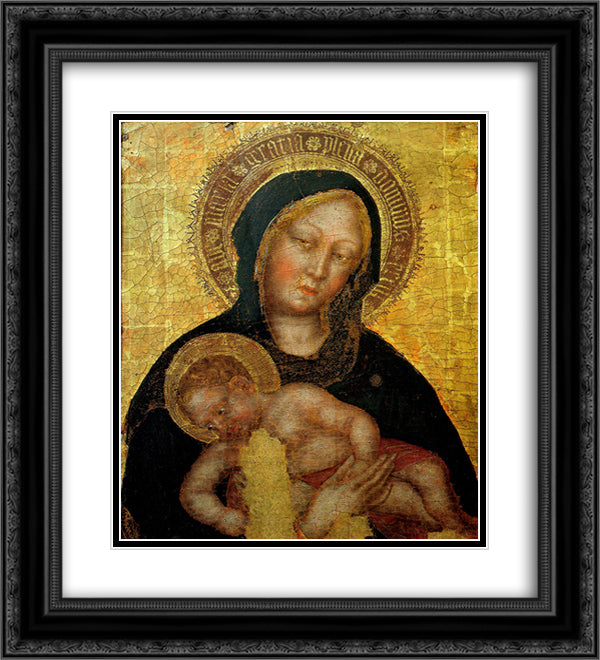 Madonna with Child Gentile da Fabriano 20x22 Black Ornate Wood Framed Art Print Poster with Double Matting by Gentile da Fabriano