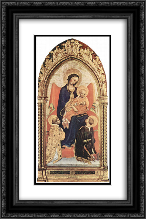 Madonna with St. Julian and St. Laurenzius 16x24 Black Ornate Wood Framed Art Print Poster with Double Matting by Gentile da Fabriano