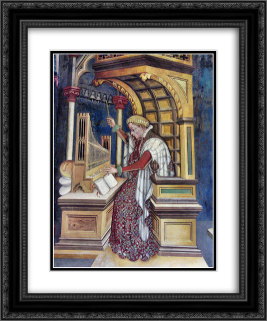 Music, Playing the Organ 20x24 Black Ornate Wood Framed Art Print Poster with Double Matting by Gentile da Fabriano