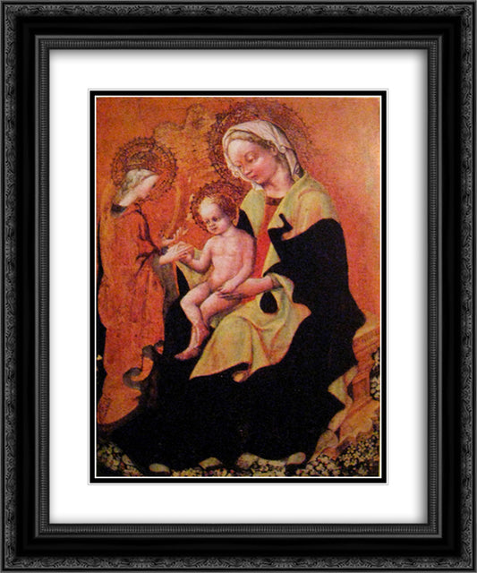 Mystic Marriage of Saint Catherine of Alexandria 20x24 Black Ornate Wood Framed Art Print Poster with Double Matting by Gentile da Fabriano